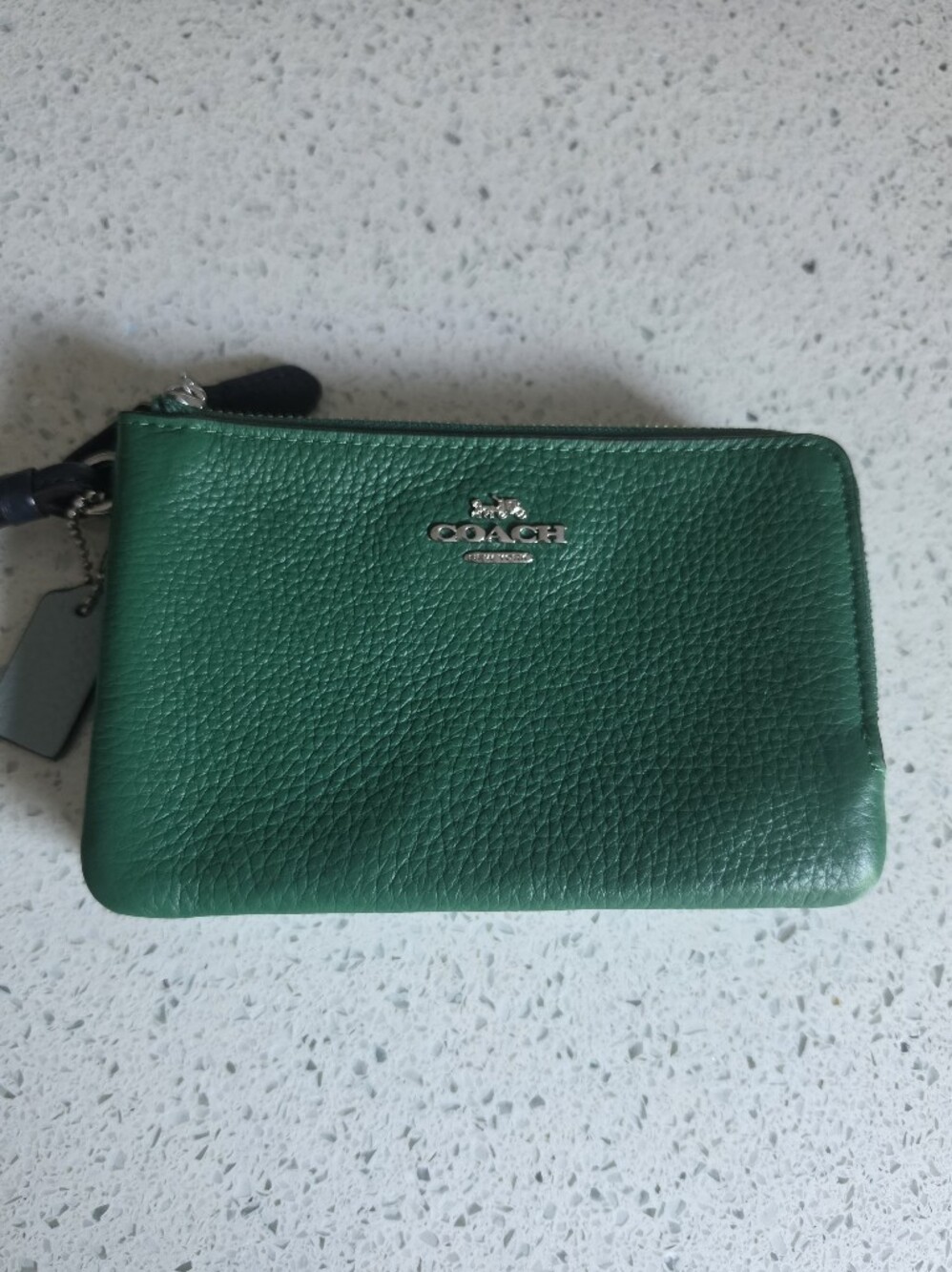 Coach Green Pebbled Leather Zip Wallet